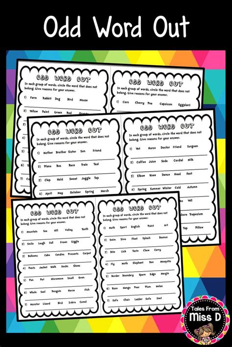 circle the odd word out|Odd Word Out Problems: Definition & Practice .